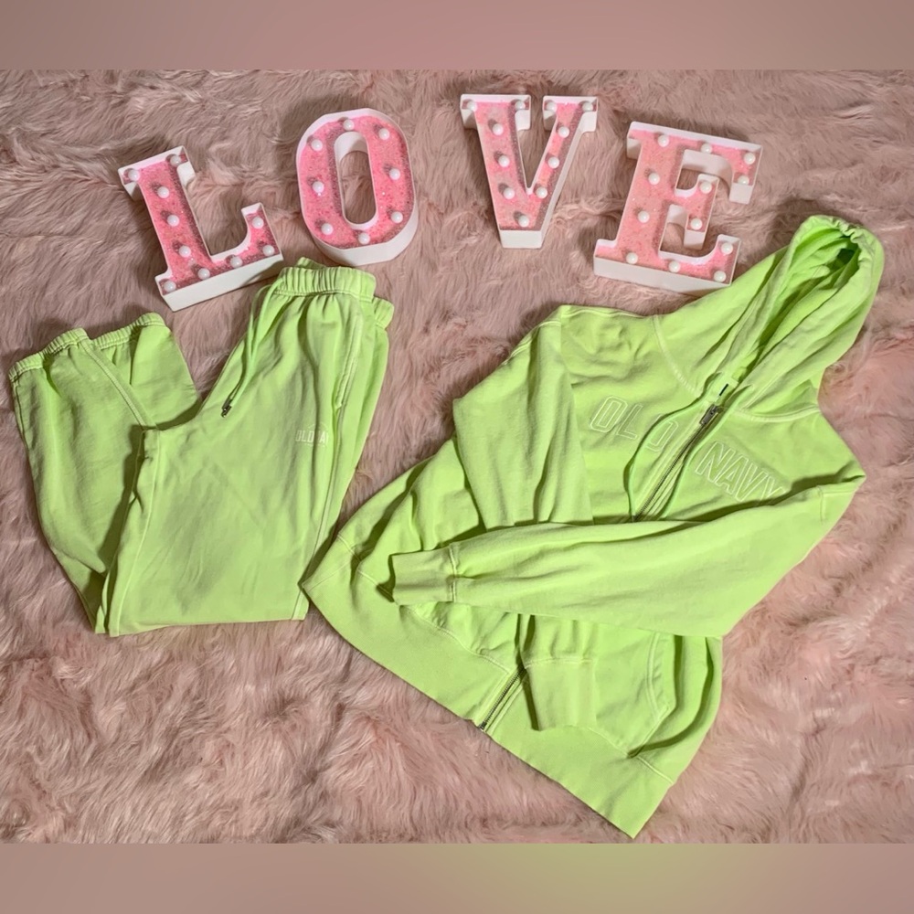 Lime Green Hoodie and Sweatpants Set